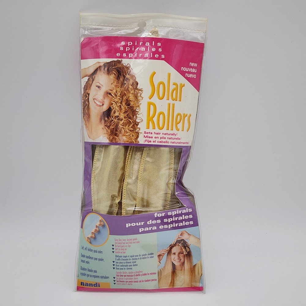 Vintage Solar‎ Rollers 2001 Nandi 8 Soft Self Holding Hair Rollers Curlers NEW